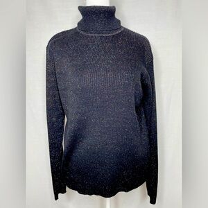 Black Multicolor Shimmer Turtleneck Long Sleeve Sweater Karen Scott Size Large
